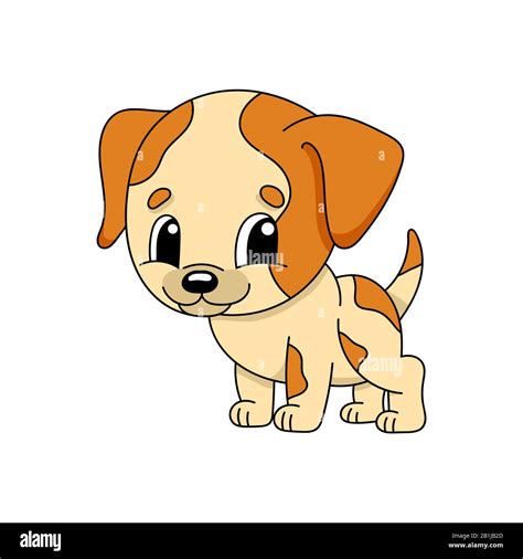 Perro Bonita Ilustración Vectorial Plana En Estilo De Dibujos Animados