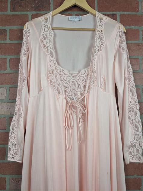 Vintage S Lily Of France Pink Bridal Wedding Lace Nightgown Slip And