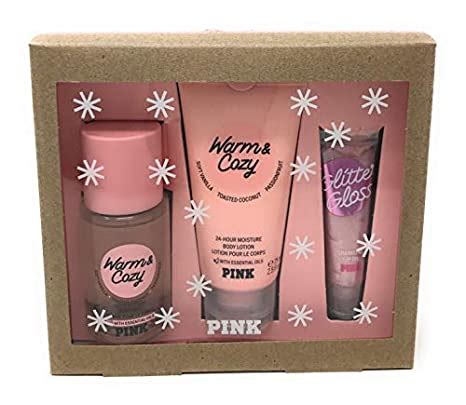 Victoria S Secret PINK Gift Set 3 Piece Warm Cozy Mist Lotion Lip