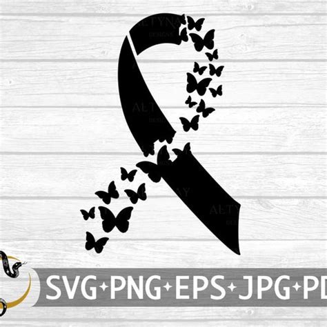 Feather Black Ribbon SVG Skin Cancer SVG Butterfly Skin Etsy