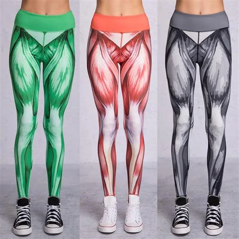 Sports Women Legging Muscle Structure Print Leggings High Waist Pants