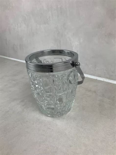 Beau Petit Seau Glace Gla On En Verre Cisel Et M Tal Vintage Eur