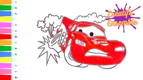 Coloriage de FLASH MCQUEEN CARS Apprendre à dessiner dessin facile