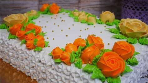 Украшение ТОРТА белково заварным кремом. МК по цветку РОЗА кремовый ...