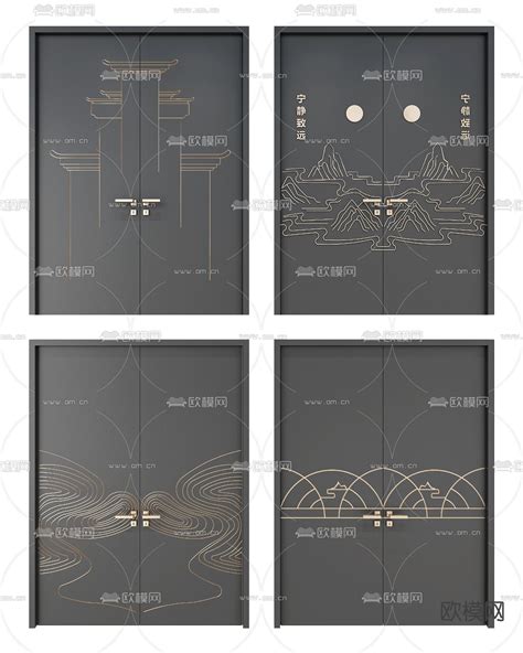 新中式入户双开大门3d模型下载id116371643dmax免费模型 欧模网