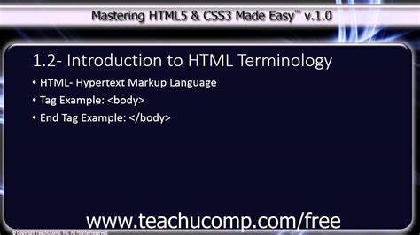 Html5 And Css3 Tutorial Introduction To Html Terminology Training