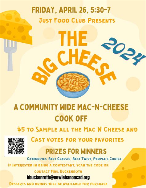 The Big Cheese Community Wide Mac N Cheese Cook Off New Lebanon Csd