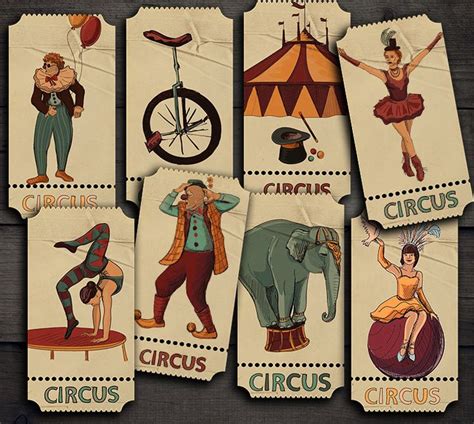 Digital Printable Vintage Circus Tickets Digital Collage Sheet Download Vbm1934 Etsy Vintage