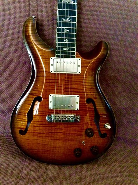 Prs Hollowbody Ll 10 Top Back Piezo System Amber Smokeburst V12