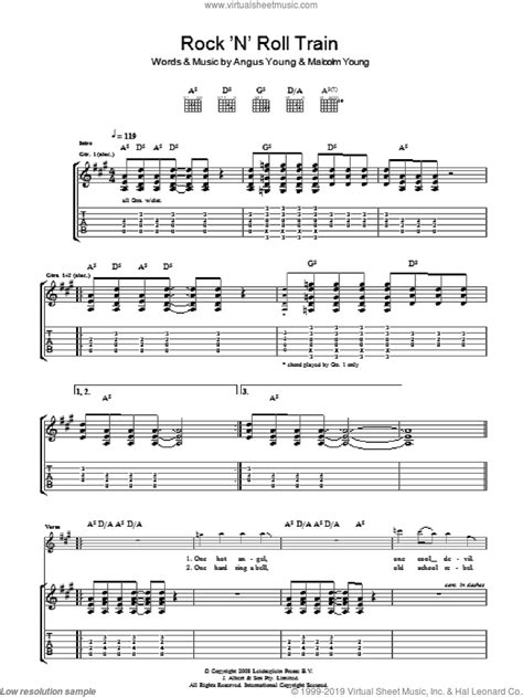 Ac Dc Rock N Roll Train Sheet Music For Guitar Tablature