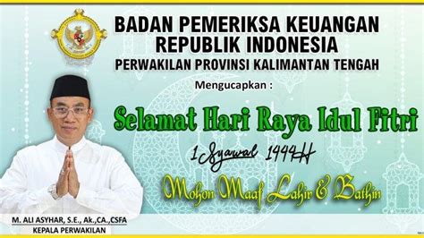 Badan Pemeriksa Keuangan Perwakilan Kalteng Ucapkan Selamat Hari Raya