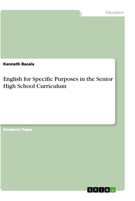 English For Specific Purposes In The Senior High School Curriculum