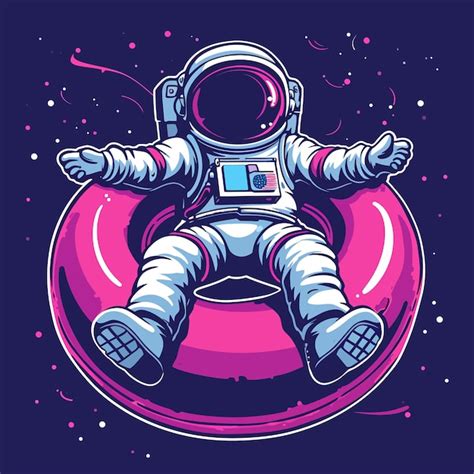 Premium Vector Astronaut With Pink Float Illustration With Tshirt