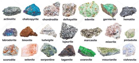 Collection of various minerals with descriptions — Stock Photo © vvoennyy #142073146