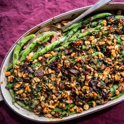 Green Bean Casserole With Walnut Bacon Crumble Recipe | Epicurious