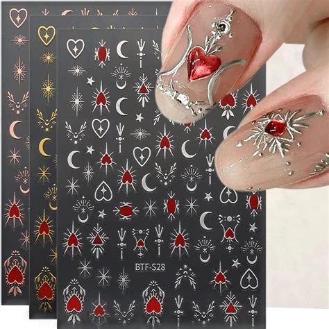 Amazon Flower Star Heart Nail Art Stickers Decals D Self Adhesive