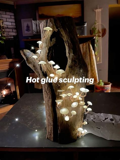 Hot Glue Mushroom Sculpting In 2024 Fairy Lights Diy Fairy House Diy