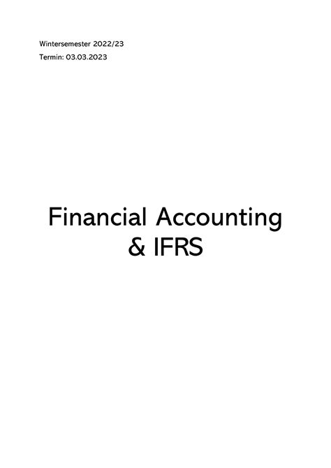 Financial Accounting 1 Wintersemester 2022 Termin 03 Financial Accounting And Ifrs Financial