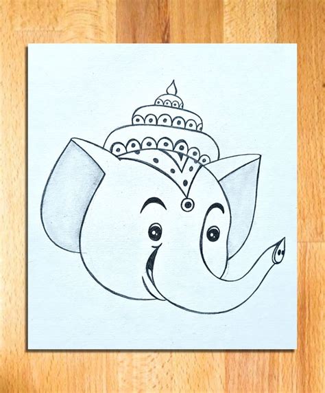 Cute Shree Ganesha Face Drawing, Easy Ganpati Face Pencil Sketch ...