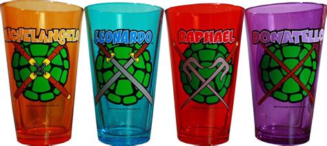 Teenage Mutant Ninja Turtles Colored Pint Glasses Set Of 4