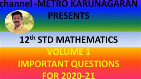 Th Std Maths Public Exam Important Questions Volume