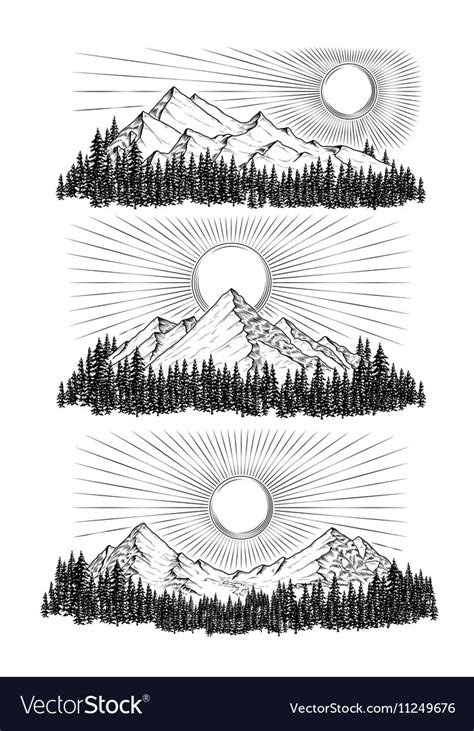 Hand Drawn The Mountains Royalty Free Vector Image