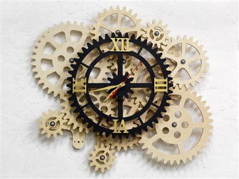 Rotating Gears Wall Clock Industrial Wall Clock Etsy Wall Decor