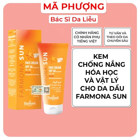 Kem Ch Ng N Ng Da D U Farmona Sun Face Cream Spf Oil Free Shopee