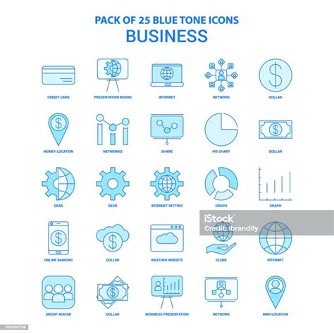 İş Mavi Tonu Icon Pack 25 Icon Setler Stok Vektör Sanatı And Bilgi