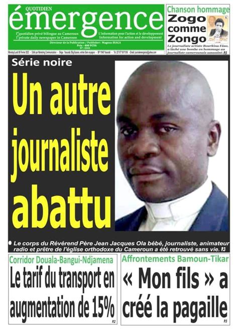 Cameroon Info Net Cameroun Kiosque Quelques Titres De Ce Lundi