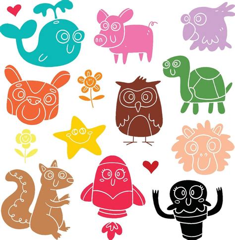 Cute Colorful and Bright Animal Icon Pack 39607072 Vector Art at Vecteezy