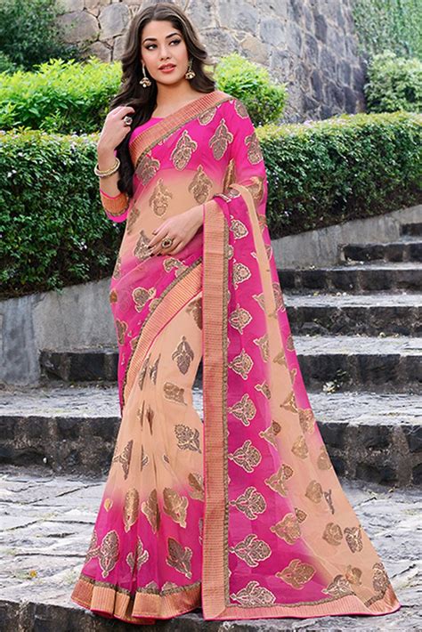 Salmon Brasso Sarees At Best Price In Surat By Online Sarees Shopping