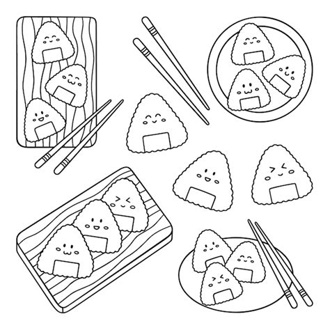 Onigiri Doodle Comida Japonesa En Estilo Boceto Cocina Asi Tica