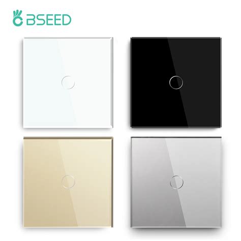 Bseed Eu Standard Switches 1 2 3gang 1way 2way White Crystal Glass Touch Light Switch