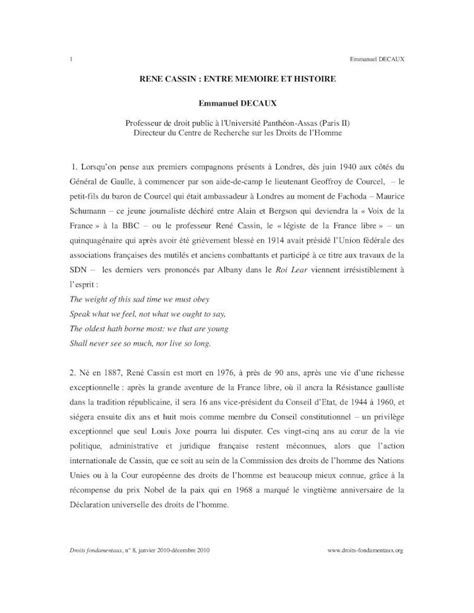 Pdf Rene Cassin Entre Memoire Et Histoire€¦ · Rene Cassin Entre