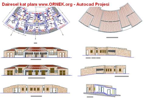 Proje Sitesi Dairesel kat planı Autocad Projesi