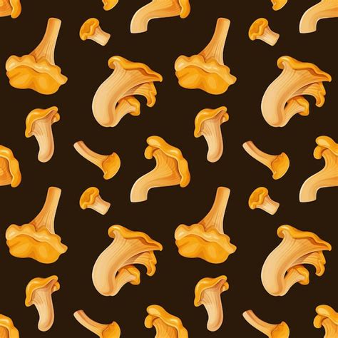 Premium Vector Chanterelle Mushroom Seamless Pattern