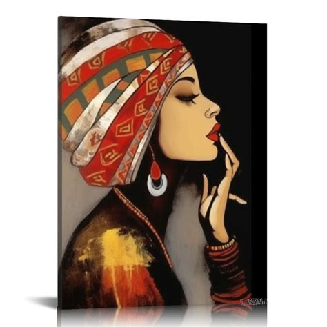 Jeuxus African American Canvas Wall Art Abstract Black Women Ethnic