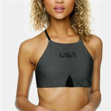 Hurley Women S Team USA Quick Dry Phantom High Neck Surf Bikini Top