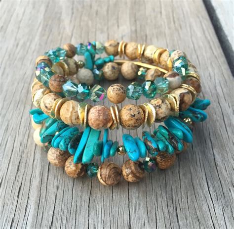 Turquoise Wrap Bracelet Memory Wire Bracelet Southwestern Etsy