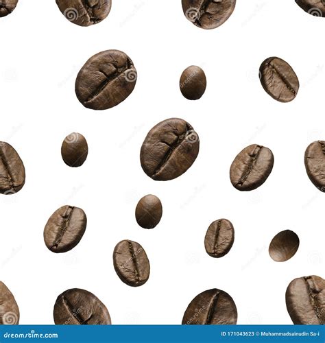 Roasted Coffee Beans Seamless Pattern Or Falling Stock Image Image Of