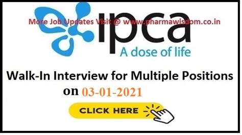 Ipca Laboratories Limited 50 Openings Walk In Interviews For