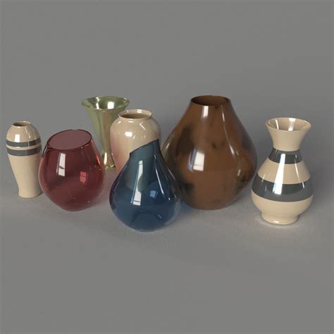 3d Model Vase Set Vr Ar Low Poly Cgtrader