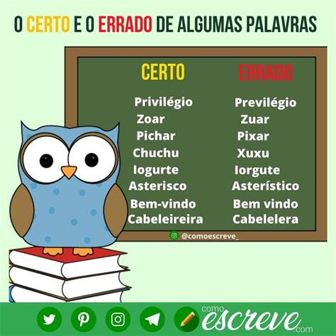 O Certo E O Errado De Algumas Palavras Dicas De Portugues Aula De