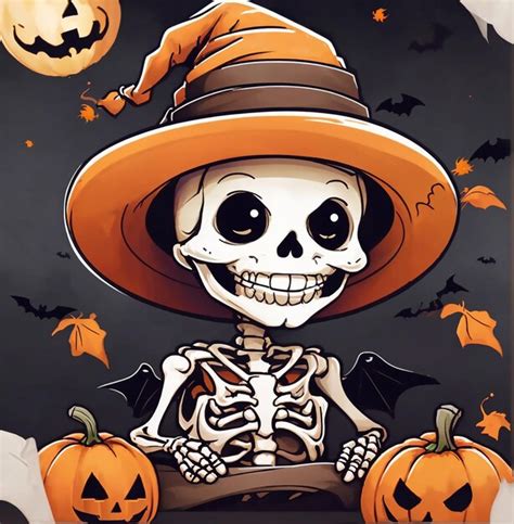 Lindo Esqueleto De Halloween Vector Premium