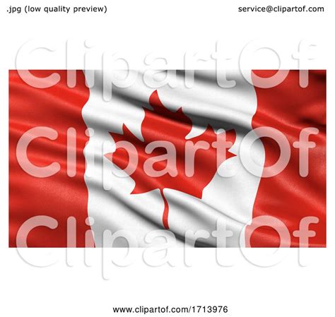 3D Illustration Of The Flag Of Canada Waving In The Wind By