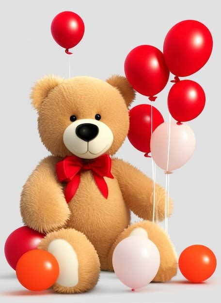 Oso de peluche con globos en forma de corazón oso de san valentín oso