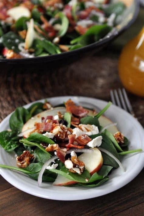 Amazing Spinach Salad With Apples Bacon And Feta Cheese