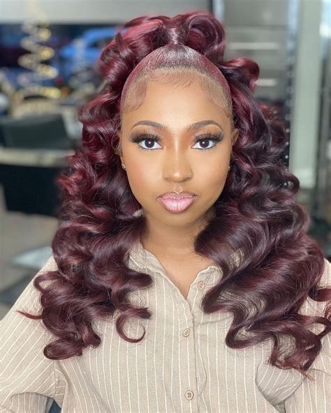 Burgundy Wavy High Ponytail Hairstyle Kaynoyhair High Ponytail