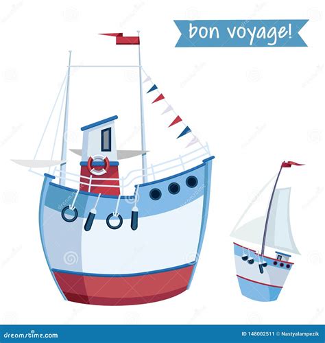 Dos Barcos De Pesca En Estilo Plano Ilustraci N Del Vector Aislada En